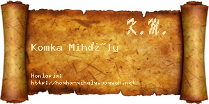 Komka Mihály névjegykártya